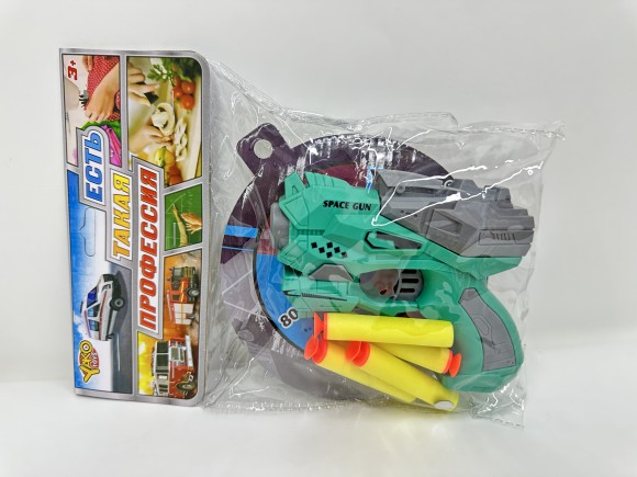 Набор "Меткий стрелок", в комплекте бластер, мишень, 5 софт-патронов с присосками, в/п 19*5*23 см