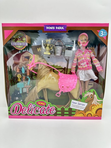 Набор "Наездница" кукла (ручки, ножки на шарнирах), лошадка, аксессуары, в/к 34*7,5*33 см