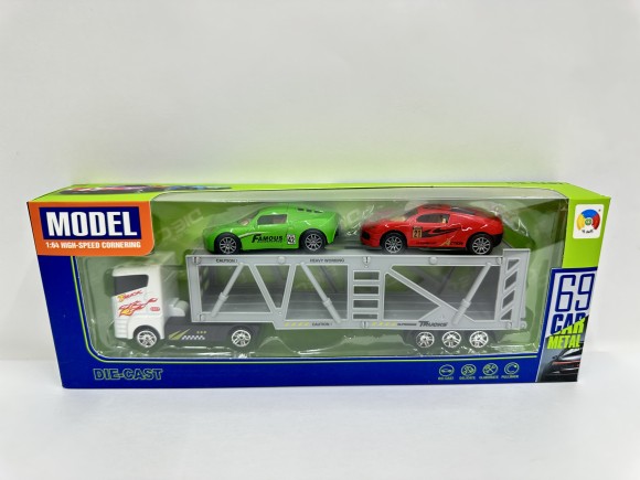 Набор "Транспорт" металл., автовоз, 2 маленькие машинки, в/к 31,7*11,5*5 см