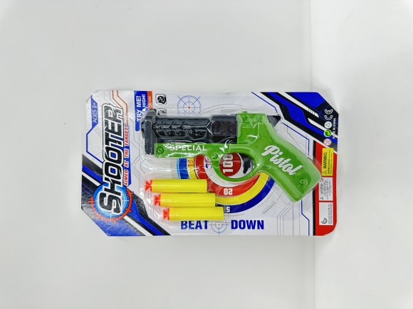 Пистолет, стреляющий мягкими пульками, на блист. 26,5*15*3 см